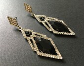 Bridal Couture Statement Earrings, Princess Cut Stones, Drop Crystal Earrings, Crystal Vintage Earrings, Swarovski Bridal Earrings