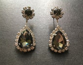 Gothic Earrings, Bridal Couture Statement Earrings, Princess Cut Stones, Drop Earrings, Crystal Vintage Earrings, Swarovski Bridal Earrings