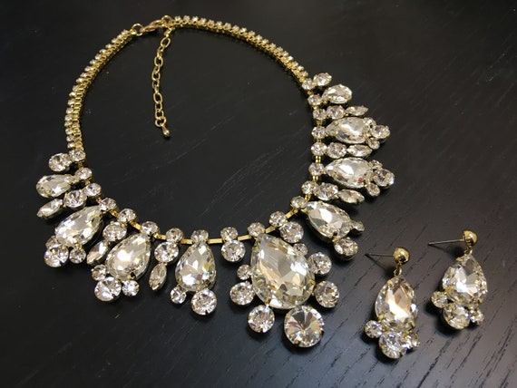 Wedding Jewelry Rhinestone Necklace Crystal Necklace Jewelry - Etsy