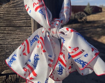 Rodeo Cowboy USA Flag Scarf Bucking Horse