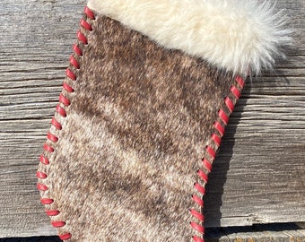 Hair On Christmas Cowboy Stocking Western Brindle