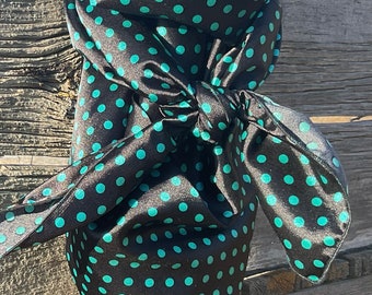 Polka Dot Wild Rag Black with Teal Cowboy Wild Rag For Men Women