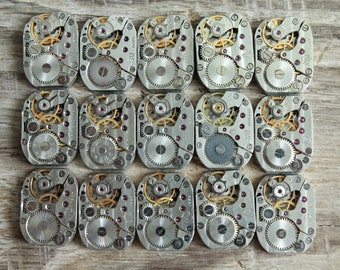 Vintage Watch Movements Lot: Steampunk Jewelry Supplies (0.75 x 0.55&quot;)