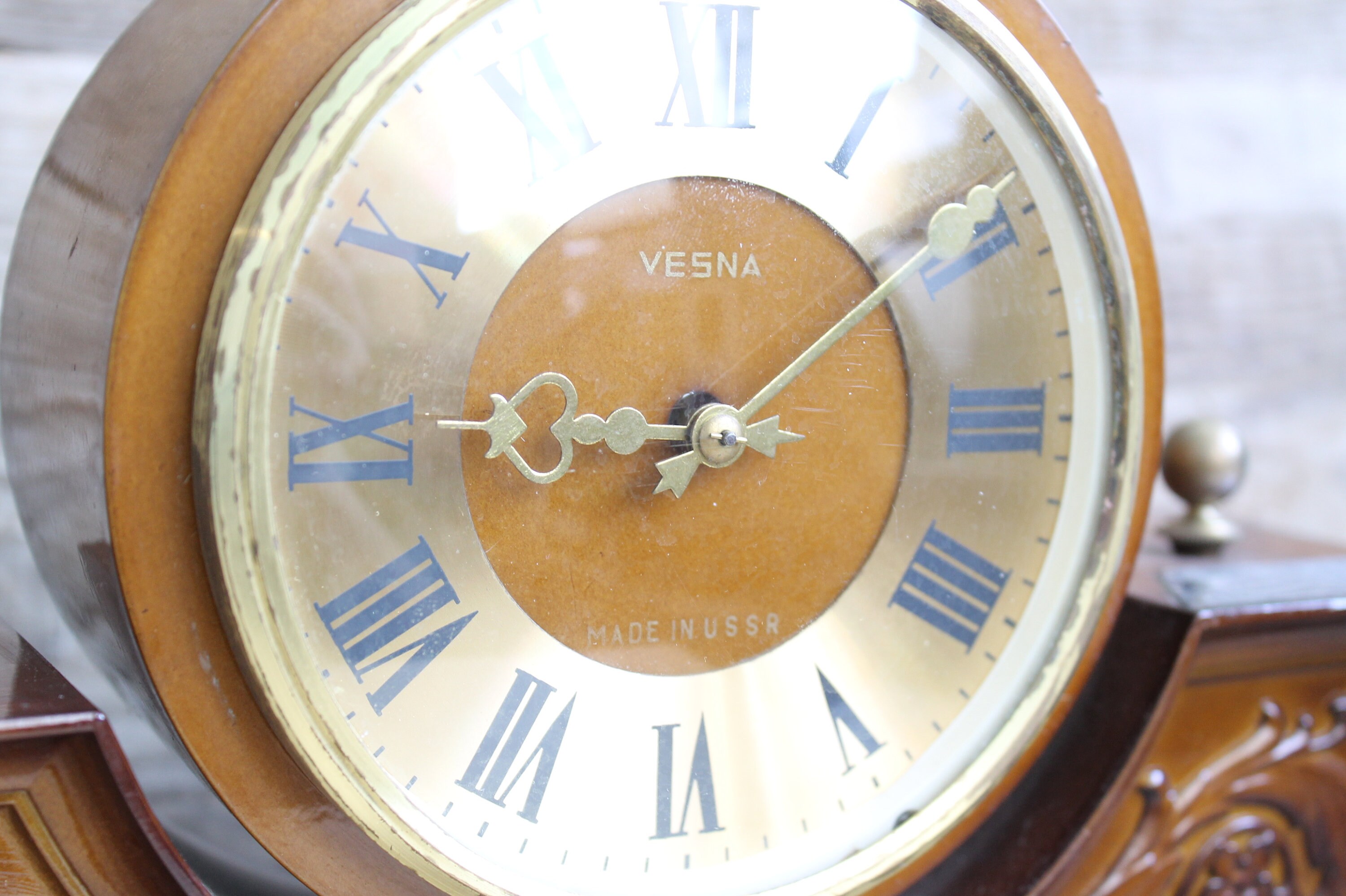 Vintage table clock Soviet mechanical Table Clock Etsy