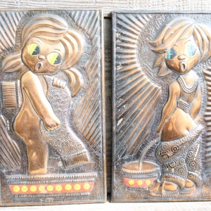 restroom sings, 2 Vintage door signs 8.5&quot; (215 mm) , toilet and bathroom sign set, Vintage door plate WC Sign / copper сhasing retro signs