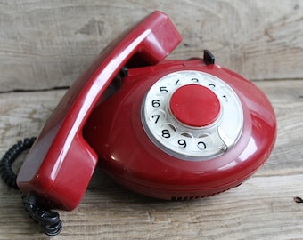 Téléphone à cadran vintage / Tesla / téléphone à cadran rond / téléphone vintage / Old Dial Desk Phone