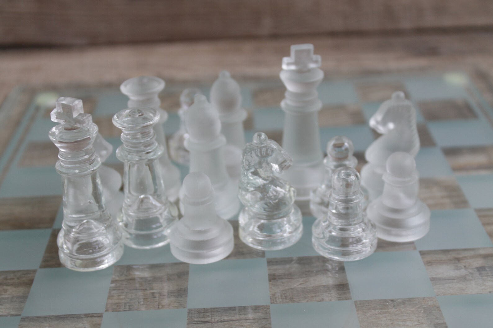 Glass Chess Set Vintage Glass Chess Set With Glass Board Etsy