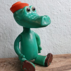 Crocodile Gena Vintage Plastic Toy 16" (400 mm) , USSR Children's Toy, soviet Cartoon Character, Russian Vintage Kids toy, Gift USSR, 1970s