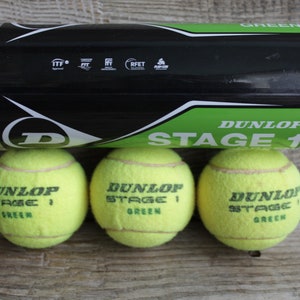 Vintage Dunlop Stage 1 Green Tennis Balls - Set of 3