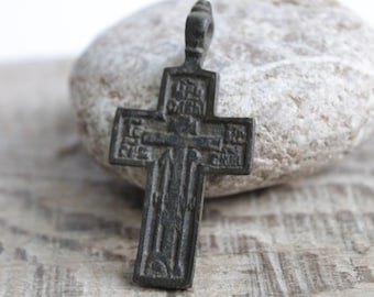 Antique Bronze Cross Pendant: Medieval Artifact, Archaeological Find (2 inch/50mm)
