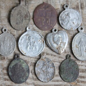 Antique Religious Charms Pendants - Lot of 10 Digging Finds