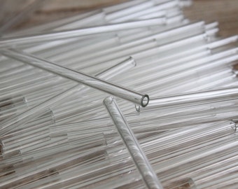 set of 25 glass tubes, (D - 0.15&quot; (4 mm),  Vintage laboratory instruments / Glass Medical tubes / chemical tube / glass tube for reagents