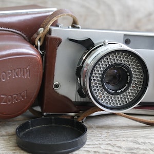 Vintage Camera &quot; Zorki - 10 &quot;  with lens Industar - 63, 35 mm film tape camera, mid-century camera, collectible camera, genuine camera