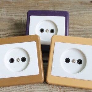 set of 3 vintage electrical outlets, electrical plug, Vintage socket, old power socket, Vintage electric plug, retro electronic, working