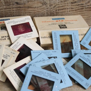 2 set (48 slides) with works of world famous Painters and Sculptors  in Hermitage / vintage diascope slides /portable slide viewer projector