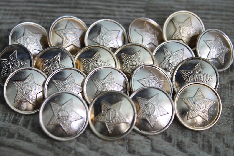 20 pcs 0.85 21 mm Vintage Soviet Army Uniform Buttons steampunk supplies uniform supplies military uniform findings military buttons