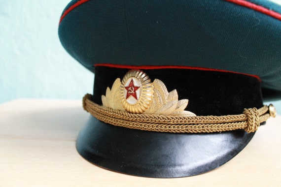 army Visor cap Vintage Soviet Army Cap, Soviet Of… - image 3