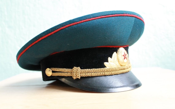 army Visor cap Vintage Soviet Army Cap, Soviet Of… - image 1