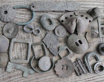 Lot of 25 Antiquities: Archaeological Crosses, Charms, Pendants