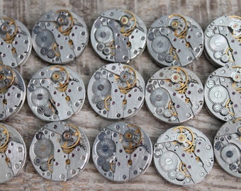Mouvements de montre vintage : accessoires pour bijoux steampunk (20 mm, lot de 15)