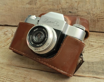 Cámara soviética antigua Zenit, cámara de colección, antigua cámara soviética antigua "Zenit - 3 M" con lente "Industar - 50"