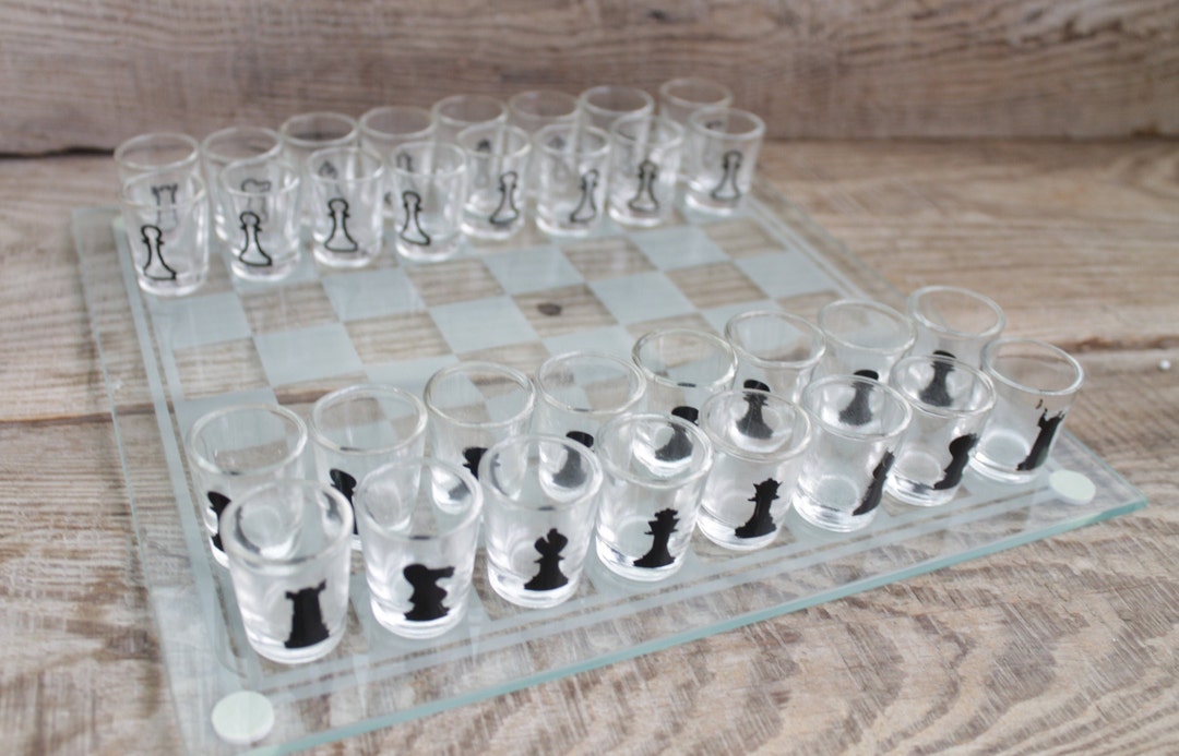 Glass Drinking Chess Set / Vintage Shot Glass Chess Set With Etsy