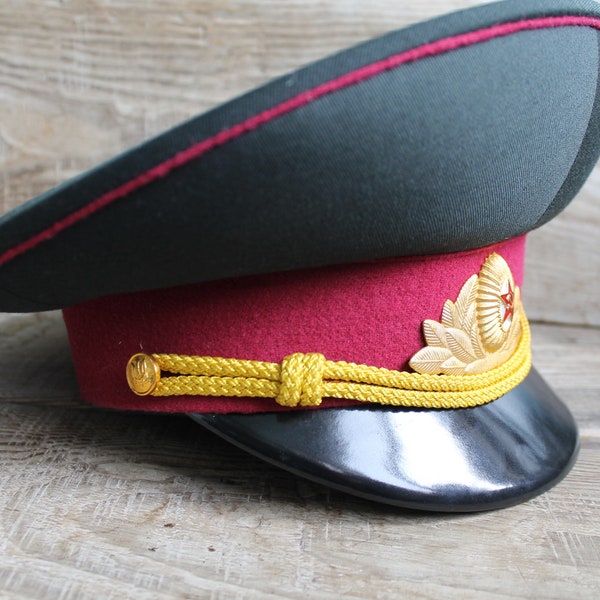 casquette d’armée soviétique vintage, taille - 56 / 7 / S / - Casquette de chapeau militaire d’officier soviétique Casquette de chapeau militaire