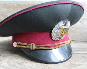 army Visor cap, (size : 59  - 7 3/8 - XL)  Vintage Army Cap, army vizor cap, Officer's Military Hat Cap  Military Hat Cap, military visor