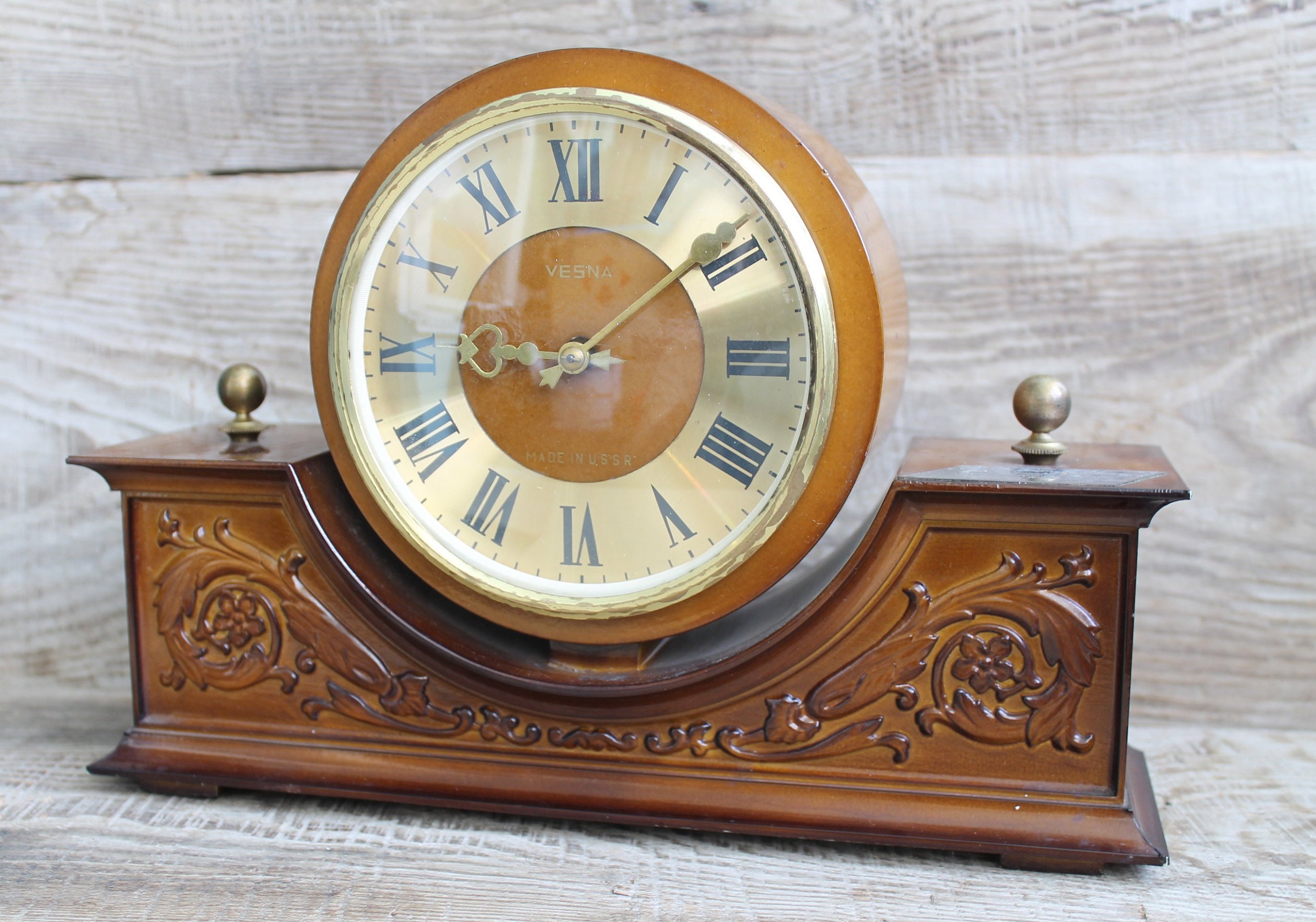 Vintage table clock Soviet mechanical Table Clock Etsy