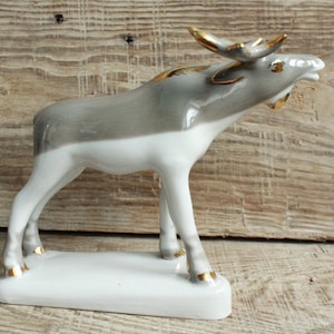 Moose Porcelain figurine, Vintage Figurine Elk, collectible porcelain figurine, home decor porcelain figurine