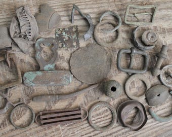Archaeological Antiquities Lot: 25+ Patina Crosses, Charms, Fibulas