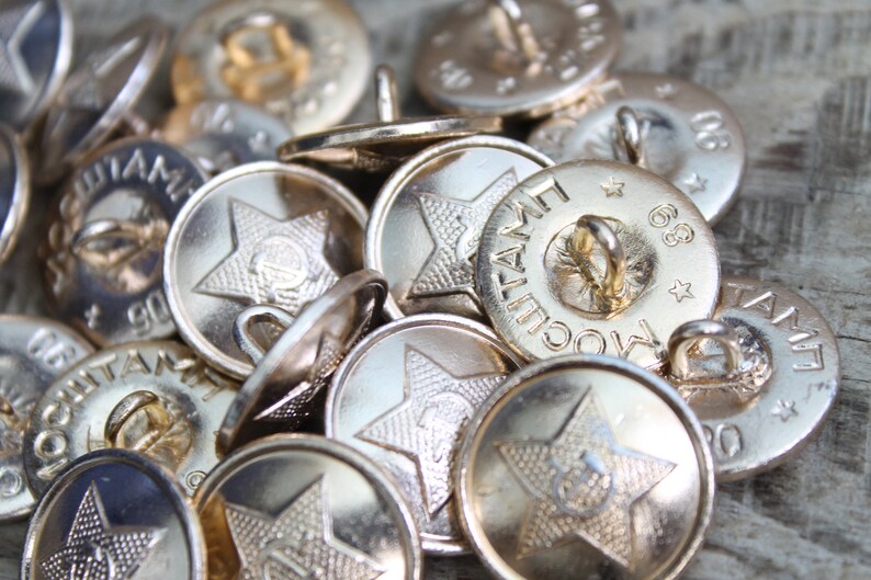 20 pcs 0.85 21 mm Vintage Soviet Army Uniform Buttons steampunk supplies uniform supplies military uniform findings military buttons