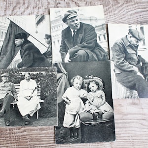 Zestaw 5 starych pocztówek z W. I. Leninem.. Karty ... 1962 rok
