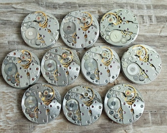 Lot de 10 mouvements de montre vintage : accessoires pour bijoux steampunk (20 mm)