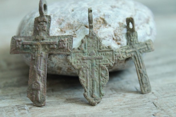 Ancient Bronze Crosses - Medieval Jewelry Artifac… - image 2