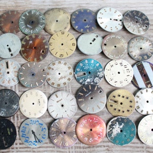 vintage watch faces ...  set of 30  watch faces USSR ...  watches dials ... circle dials ... Old Vintage watch parts ... steampunk supplies