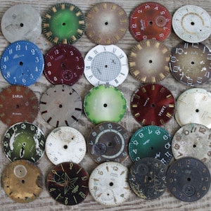 25 dial supplies 1&quot;  (25 mm) , Vintage Watch Face Dials,  Craft dial Supplies, Altered Art Gears, circle dials, steampunk supplies