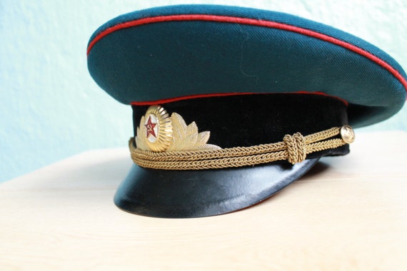 army Visor cap Vintage Soviet Army Cap, Soviet Of… - image 2