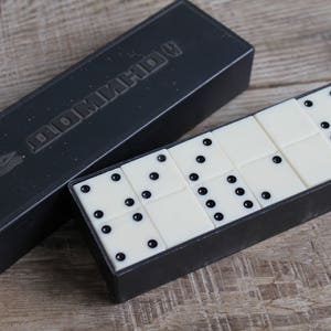 Vintage dominoes / Soviet table game Domino / Domino game, plastic Domino, Domino pattern, Soviet Vintage, Board games, 28 black knuckles