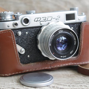 Vintage FED-2 camera, Leica copy, Rangefinder camera, 35mm film, Industar-26M leans, Film camera,  vintage collectible camera