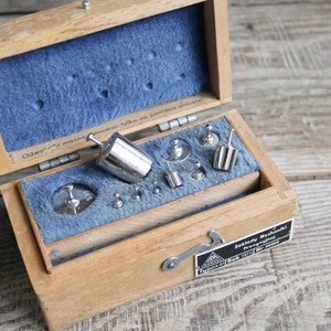 set of weights, vintage Scale weights, Gdansk 1974 , Scales Weight Set, Apothecary Scale weights, laboratory equipment Medical gift