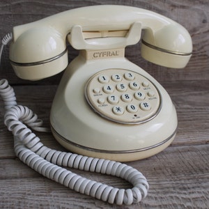 Telefono a pulsanti vintage CYFRAL, vecchio telefono a pulsanti, telefono a pulsanti / telefono fisso vintage / telefono moderno di metà secolo