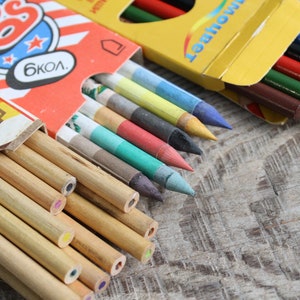 Vintage drawing pencils, 3 sets of unused pencils, Vintage Drawing set, Multicolor Wax Pencils Collectibles pencils, gifts for artists