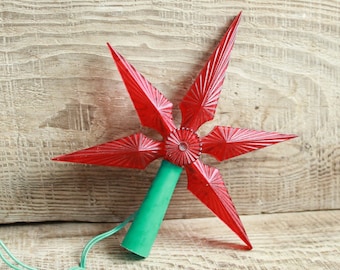 Vintage Christmas Tree Topper, Christmas tree lights Red star, Soviet Christmas decoration on the tree, Christmas decor, Lantern red star