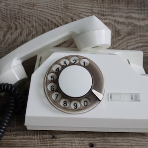 Telefono rotativo d'epoca, telefono retrò "TA-72", telefono rotativo a quadrante circolare, telefono fisso d'epoca, telefono da tavolo con quadrante antico, telefono minimalista