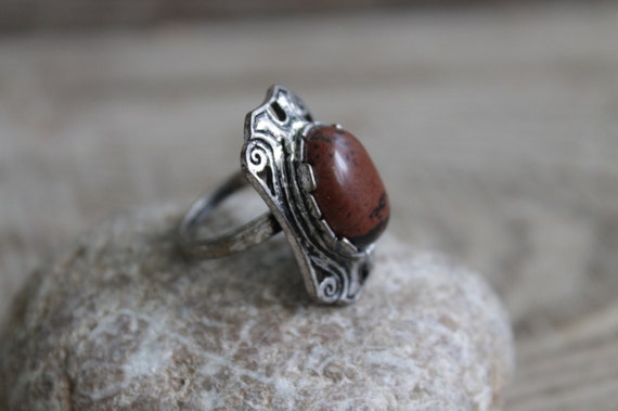 Vintage Ring With a Brown Stone Jewelry Rusty Ring Found