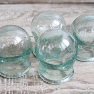 Set of 4 Fire Cupping Cups, Vintage Medical Cupping Glass, Body Massage Vintage Jars, Medical Bottles