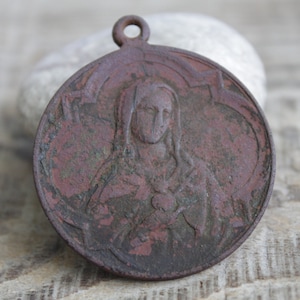 Christian Charm, 1.5 &quot;  (40 mm ) , ancient Medallion, antique charm or pendant, antique  digging found objects