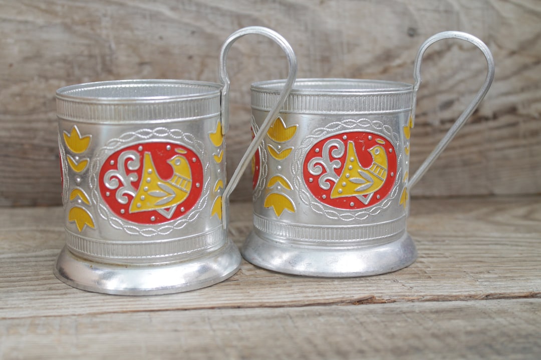 Vintage Glass Holders Tea Cup Holders Set of 2 Vintage Etsy