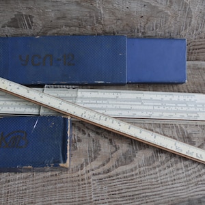 Vintage Logarithmic Slide Rule with Case - 1971 Mathematics Engineering Tool